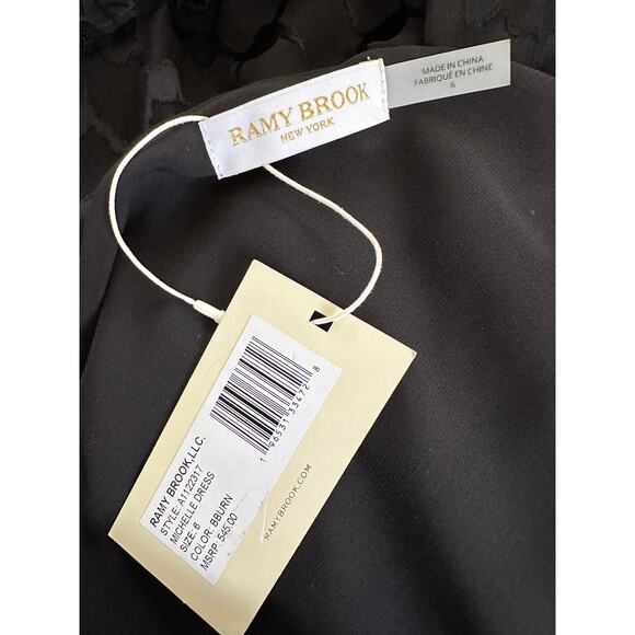 $545 Ramy Brook Michelle Off Shoulder Cocktail Dress Womens Size 6 Black New - Picture 3 of 5